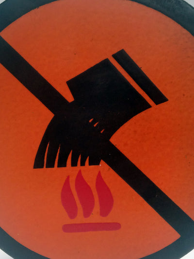 Vintage Enamel Sign: Fire water burns